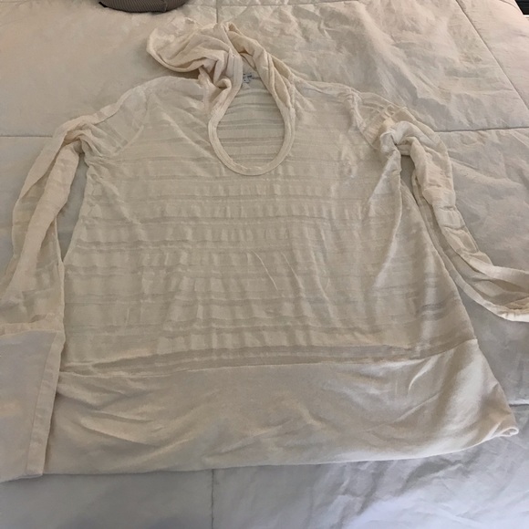 James Peres white hooded sheer stripe shirt size 4 - Picture 7 of 8